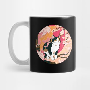 Cherry Blossom Cat Sakura Japanese Kawaii Mug